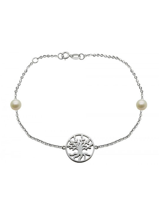 Gold women's bracelet BR05 with pearls and the tree of life. 9 carat