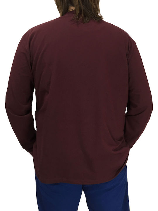 Double Men's Long Sleeve Blouse Burgundy