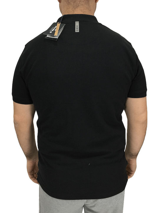 Double Men's Short Sleeve Blouse with Zipper Black