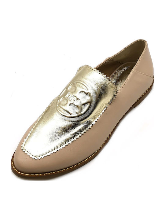 Δερμάτινα Γυναικεία Loafers σε Μπεζ Χρώμα