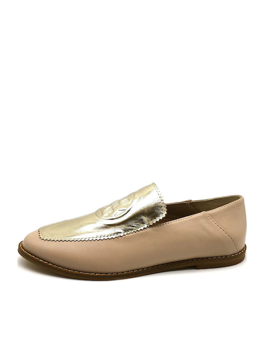 Δερμάτινα Γυναικεία Loafers σε Μπεζ Χρώμα