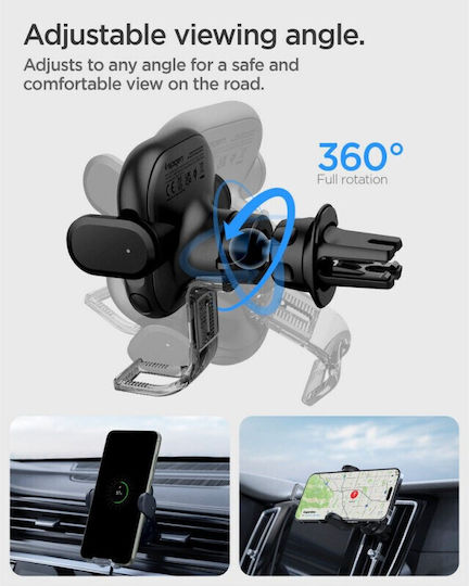 Spigen UTS12W Onetap Car Mobile Mount with Adjustable Hooks and Wireless Charging Black