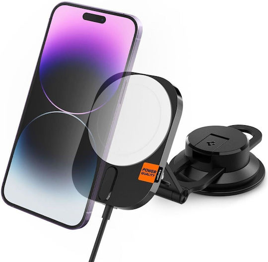 Spigen Onetap Pro 3 Suport Auto pentru Telefon cu magnet și Încărcare Wireless MagSafe Neagră