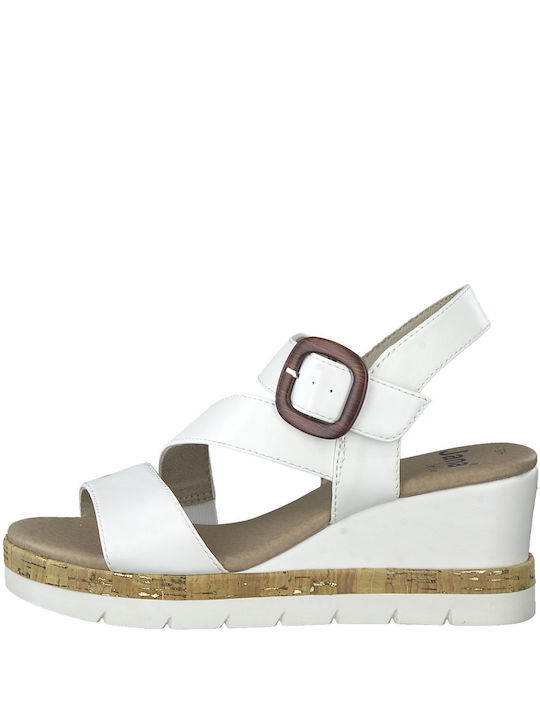 Jana Anatomic Women's Synthetic Leather Ankle Strap Platforms White