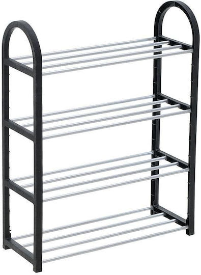Plastic Shoe Organizer with 4 Shelves Gray 50x18x66cm