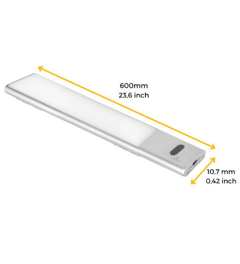 Emuca Rechargeable LED Light Linear for Cabinets with Battery Powered and Motion Sensor Kaus 1pcs