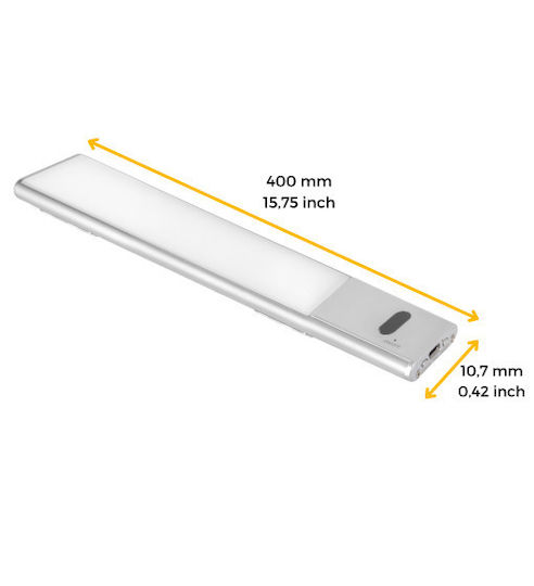 Emuca Rechargeable LED Light Linear for Cabinets with Battery Powered and Motion Sensor 1pcs