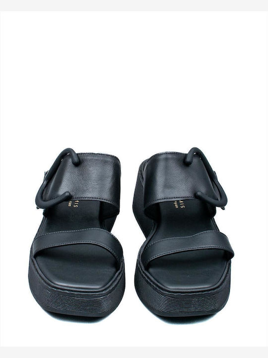 Anatomic Women's Leather Platform Wedge Sandals Black