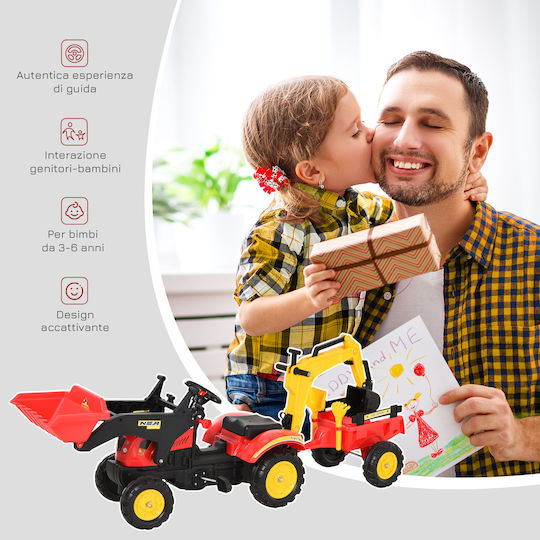 Kinder Bulldozer Fuß zu Boden mit Kutsche & Pedal Rot