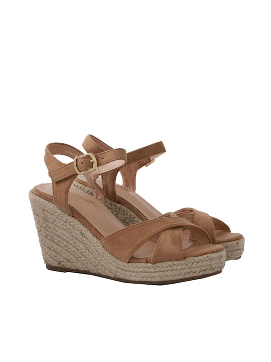 Attrattivo Women's Ankle Strap Platforms Camel