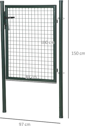HomCom Μεταλλική Πόρτα Φράχτη σε Πράσινο Χρώμα 97cm x 1.5m