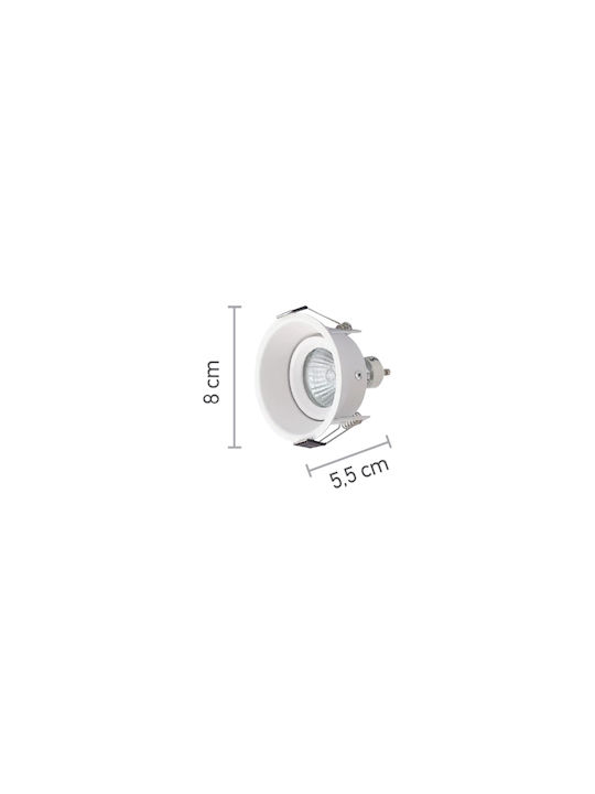 Inlight Rotund Metalic Spot Încorporat cu Soclu GU10 Alb 8x8cm. 1buc