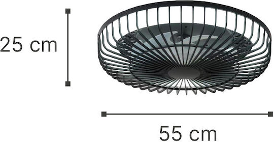 Inlight Waterton Πλαφονιέρα 55cm με Φως Μαύρη