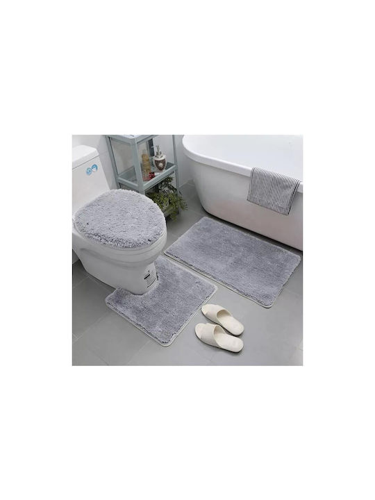 Aria Trade Non-Slip Bath Mats Set Toilet AT0000743 Gray 3pcs