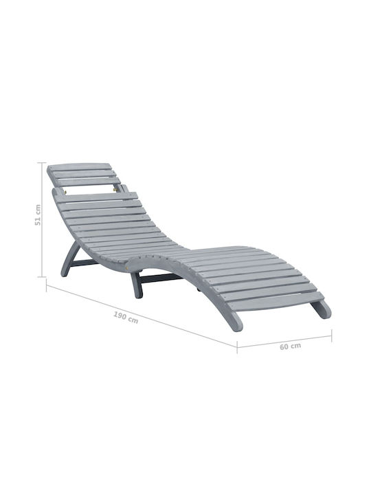 Deckchair Wooden with Cushion Gray 190x60x51cm.
