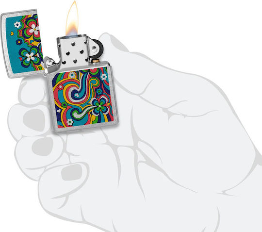 Zippo Flower Power Αντιανεμικός Αναπτήρας Φλόγας Πολύχρωμος