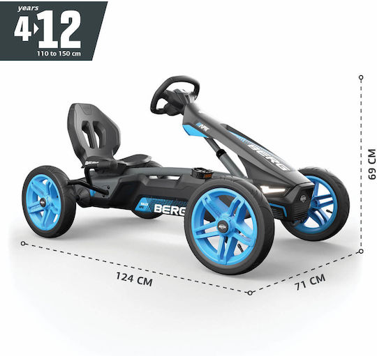 Rally Go Kart One-Seater with Pedal Blue for 4 Plus Years