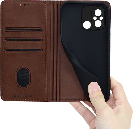 Sonique Vintage Magnet Book Piele artificială / Plastic / Silicon Maro (Redmi 12C)