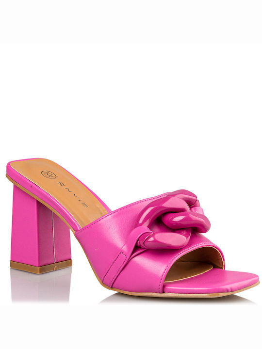 Envie Shoes Chunky Heel Mules Pink