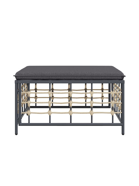 Scaun Metalic Cub Pentru Exterior Cu Pernă Gri 70x70x34cm
