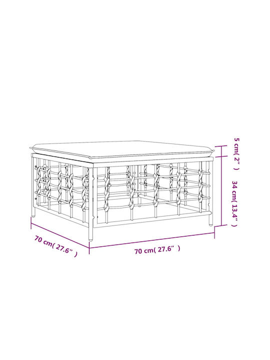 Scaun Metalic Cub Pentru Exterior Cu Pernă Gri 70x70x34cm