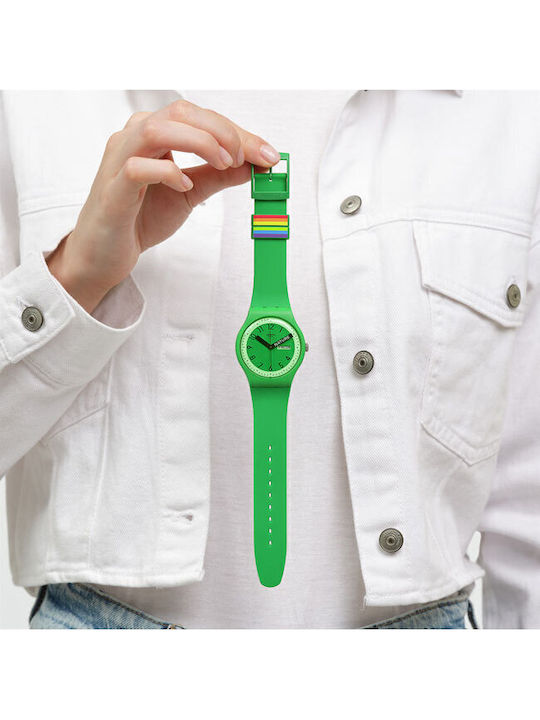 Swatch Swatch Women's Watch with Green Rubber Strap