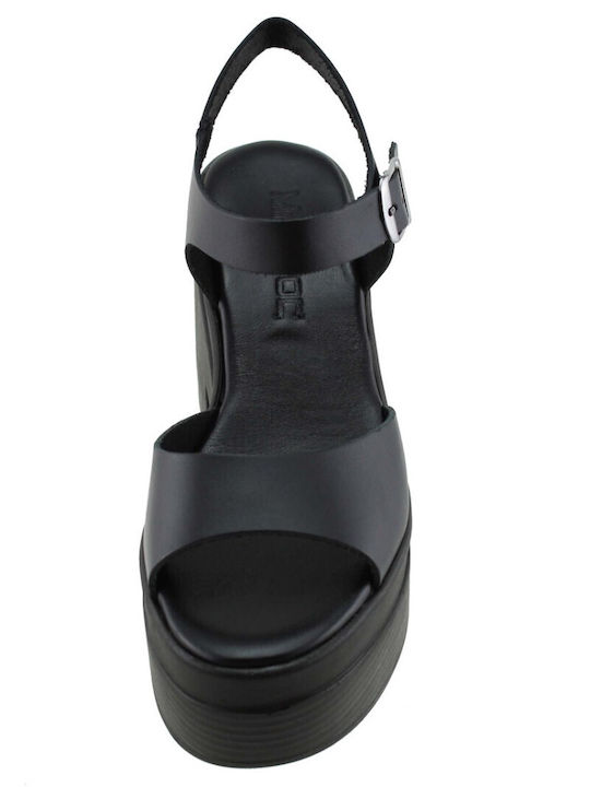 Milanos Women's Platform Sandals Leather 947 Black