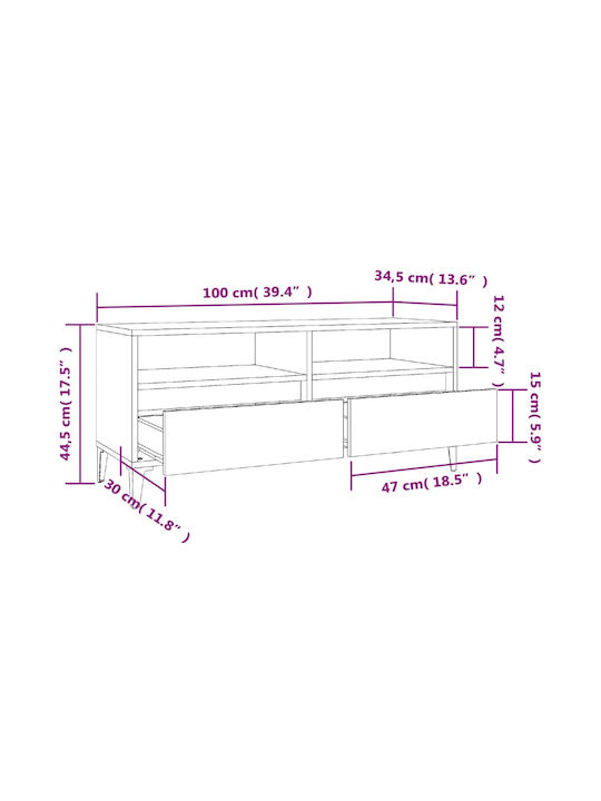 TV Stand Gray Sonoma M100xD34.5xH44.5cm