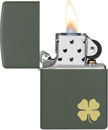 Zippo Vierblättriges Kleeblatt Winddichtes Feuerzeug Flamme in Grün Farbe