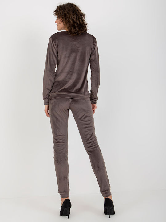 Relevance Damen-Sweatpants-Set Dark Grey Samt