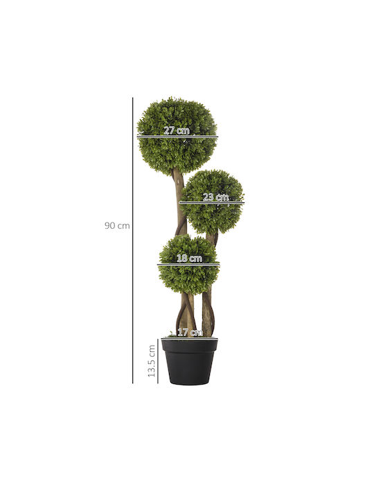 Artificial Outdoor Tree Buxus (Common box) Green 90cm HomCom