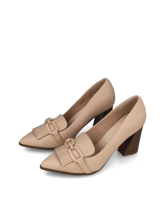 Menbur Damen Leder Beige Leder Pumps 23893 Beige