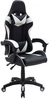 Pakketo Leoni Artificial Leather Gaming Chair with Adjustable Arms Black / White