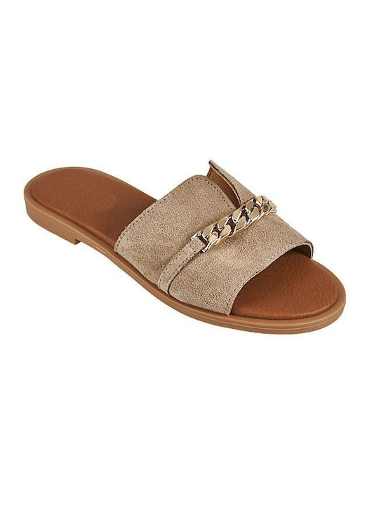 Elenross Women's Flat Sandals in Beige Color