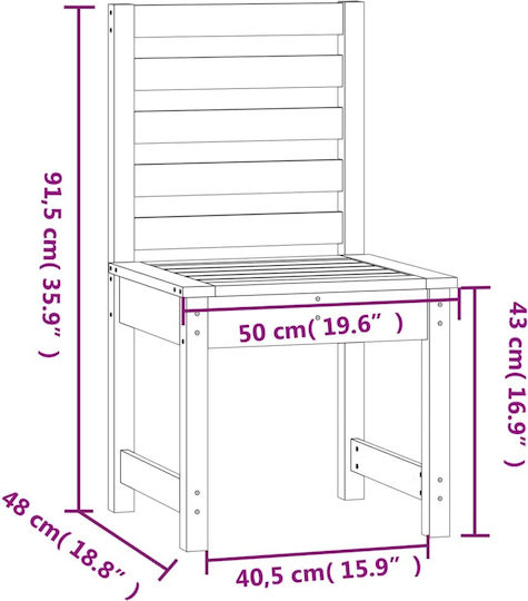 Outdoor-Stuhl Hölzernes Weiß 2Stück 40.5x48x91.5εκ.