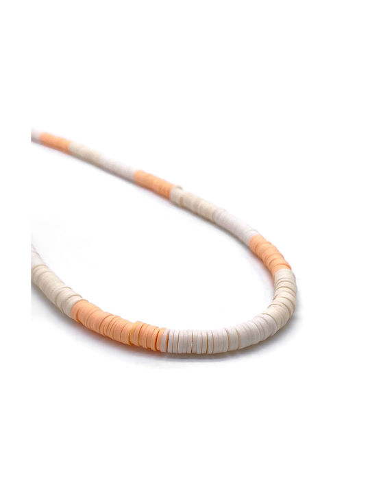 Zosimi Beads - Heishi necklace - Orange and Beige