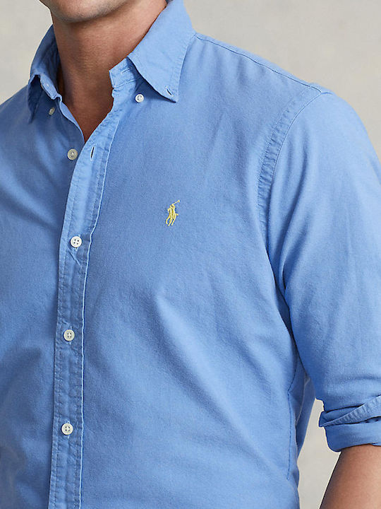Long-sleeved Denim Shirt Bright blue