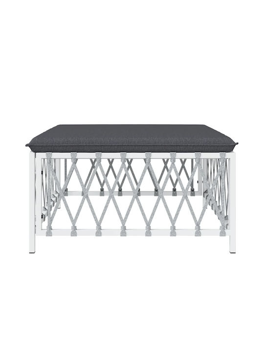 Scaun Metalic Cub Pentru Exterior Cu Pernă Alb 70x70x34cm