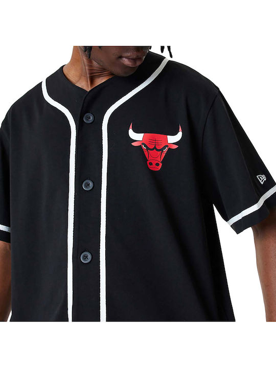 Chicago Bulls Κοντομάνικο Βαμβακερό Πουκάμισο σε Κανονική Γραμμή Μαύρο