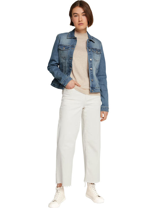 Κοντό Γυναικείο Τζιν Μπουφάν Light Stone Blue Denim