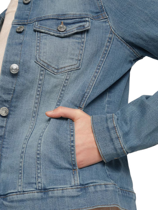 Κοντό Γυναικείο Τζιν Μπουφάν Light Stone Blue Denim