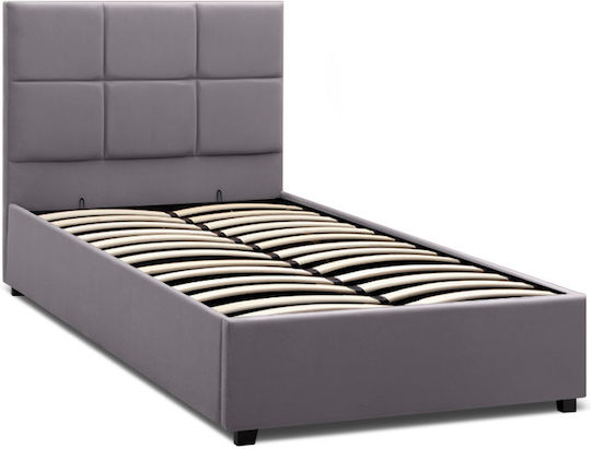 Kingston Bett Einzelbett Mit Stoff bezogen Gray Stauraum & Latten für Matratze 100x200cm