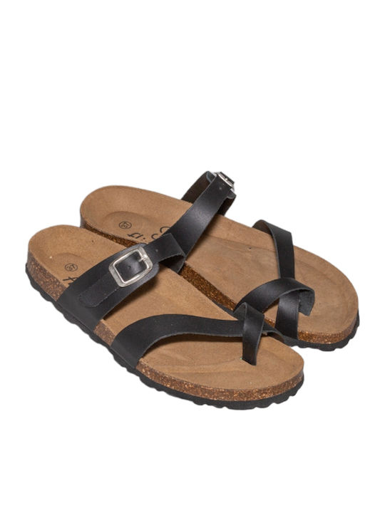 Leather Women's Flat Sandals Anatomic in Black Color