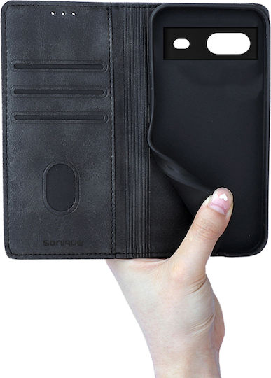 Sonique Vintage Magnet Book Synthetic Leather / Plastic / Silicone Black (Google Pixel 7)