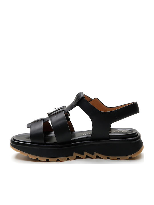 Leather Women's Anatomic Flat Sandals Black