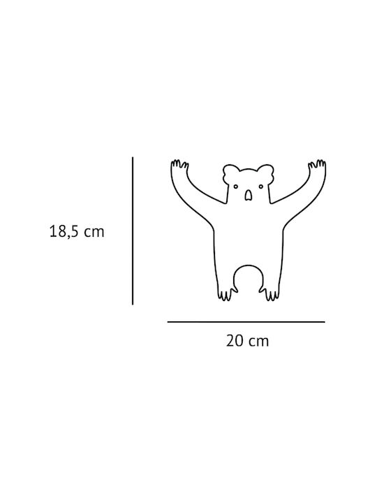 Tresxics Koala Kinder Wandhaken Mehrfachhaken Wandmontiert Metallisch Grey 20x18.5cm 1Stück
