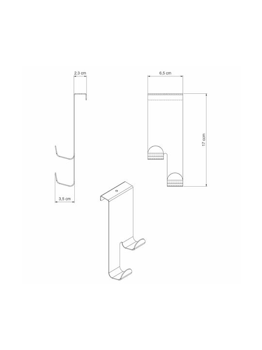 Grekon Inox Door Hook with 2 Positions Black 6.5x3.5x17cm B