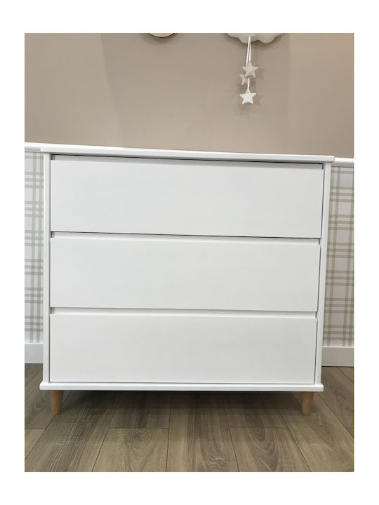 Rino Βρεφική Συρταριέρα με 3 Συρτάρια Λευκή 88x50x95cm