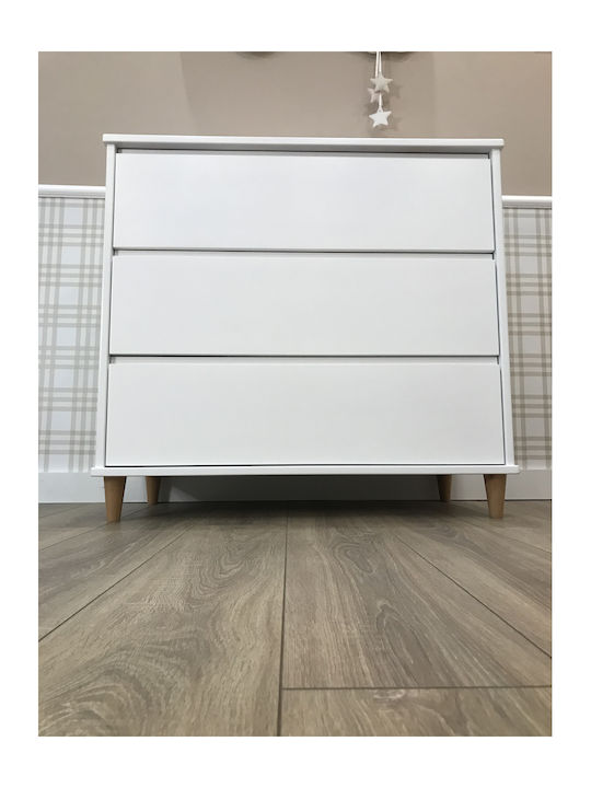 Rino Βρεφική Συρταριέρα με 3 Συρτάρια Λευκή 88x50x95cm