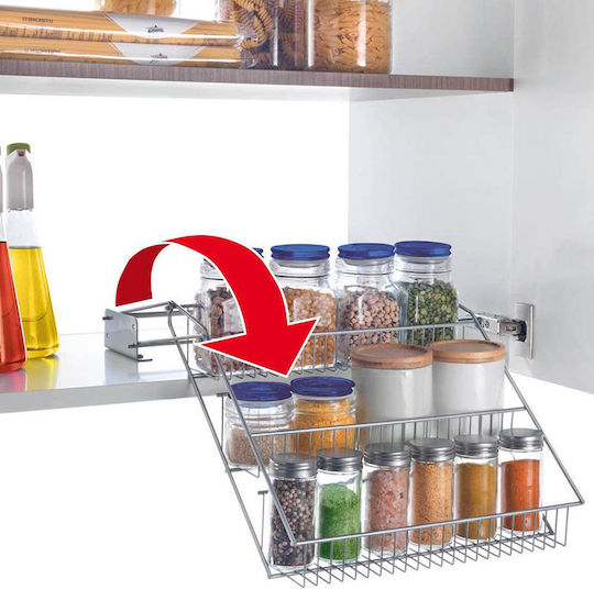 Metaltex Metallic Tabletop Spice Rack Organizer Up Down White